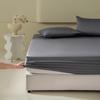 A-Class Sateen Cotton Fitted Sheet Set - Stylish Solid Color, Non-Slip Mattress Protector Cover (3 Pieces)
