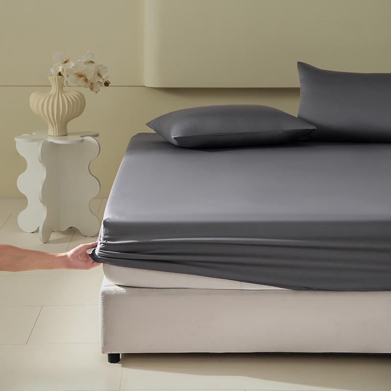 A-Class Sateen Cotton Fitted Sheet Set - Stylish Solid Color, Non-Slip Mattress Protector Cover (3 Pieces)