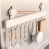Milk White Suction Cup Kitchen Hook Rack Hanging Rod Wall-Mounted Kitchen Utensil Hanger Spoon Spatula Storage Rack Multifunctional Storage Shelf