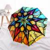 1pc Colorful Starburst Stained Glass Auto-Folding Umbrella with 3-Fold Design, 8-Bone Iron Frame - Perfect for Outdoor Use, Festive Gifts, Travel, Dai