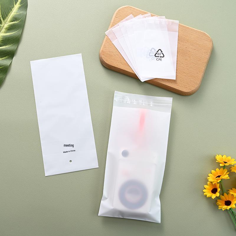 Flat Mouth Frosted Self-Adhesive CPE Bag for Mobile Phone Case and Clothing Packaging - Transparent, Sealable Plastic Bag