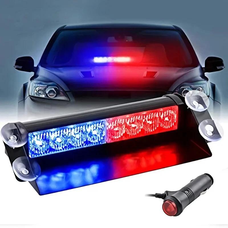Neu 8LED Stroboskop Warnblitz EMS Polizei Auto Licht Notsignallampe Feuerwehrleute Nebel 8LED Windschutzscheibenbeleuchtung Gelb Rot Blau