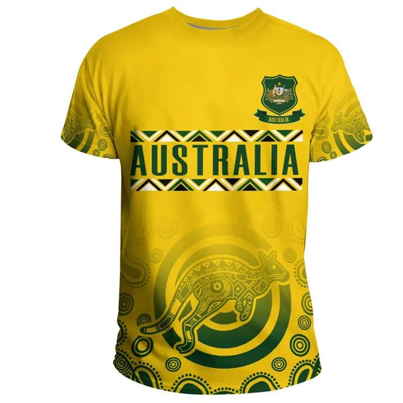 Australia's National Emblem Pattern 3D Digital Printing Cross-border New Men's Casual Short-sleeved T-shirt Factory Direct Sales