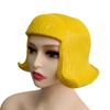Funny Rubber Short Bob Wig Reusable Soft Colorful Hair Hats Realistic Latex Mask Role Play