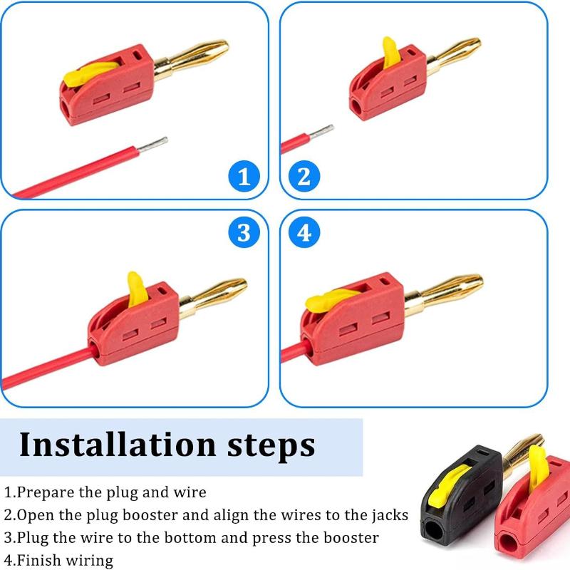 4mm Quick Wire Connect Gold-plated Copper Banana Connectors Plugs Audio Copper Speakers Amplifier 32A 4mm Solderless Banana Plug