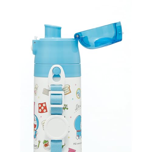 Skater Children's Water Bottle, 2-Way, 420ml (Direct Drinking) or 350ml (Cup Drinking), Sanrio "I'm Doraemon" Design, Small Capacity, Stainless Steel,