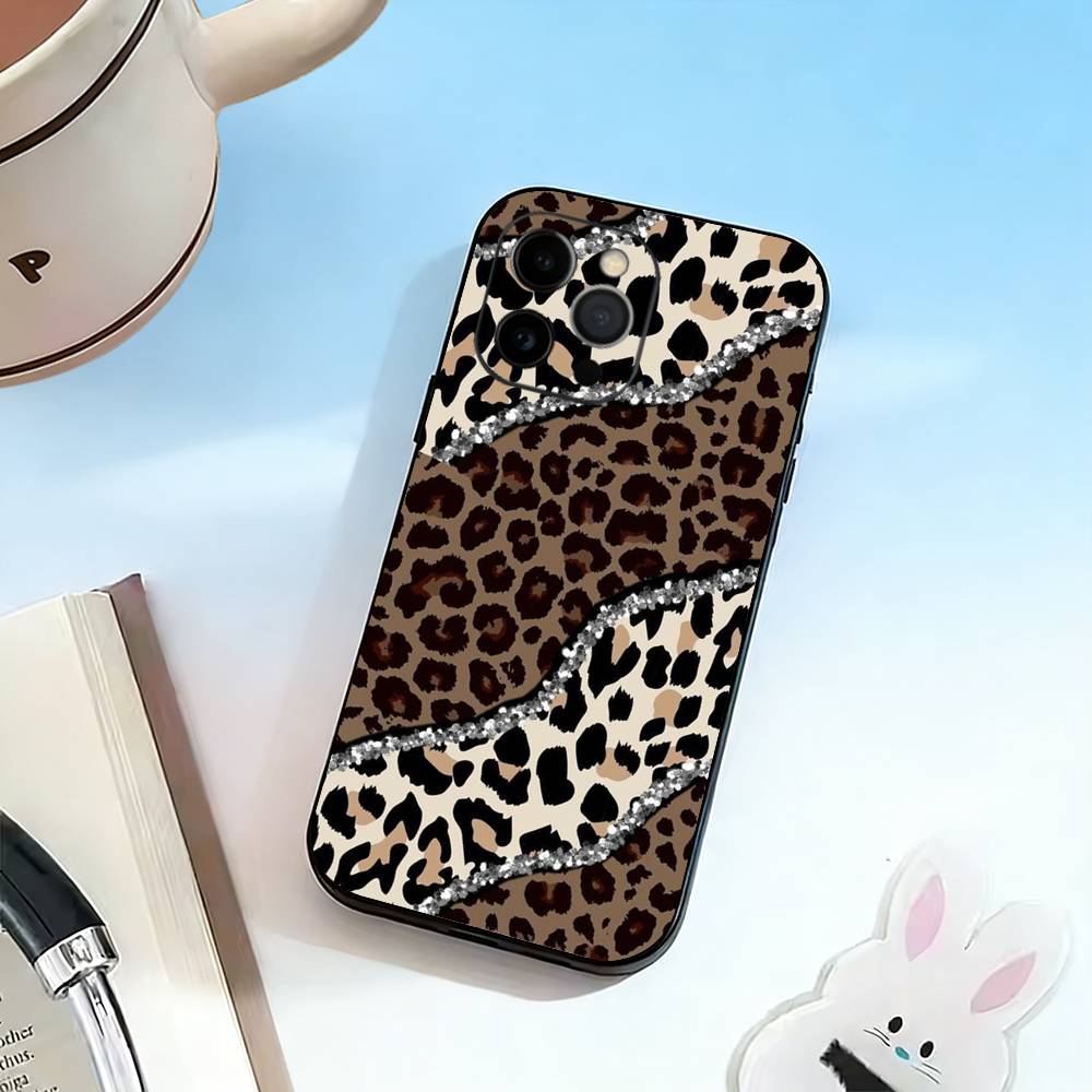 leopard print Phone Case Silicone Soft For IPhone 17 16 15 14 13 12 11 X XR Plus Pro Max Plus