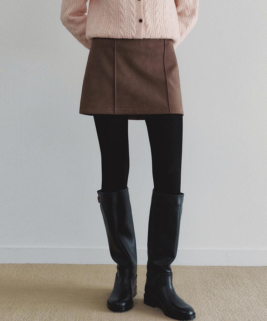 Roeil Line Suede Mini Skirt - Brown