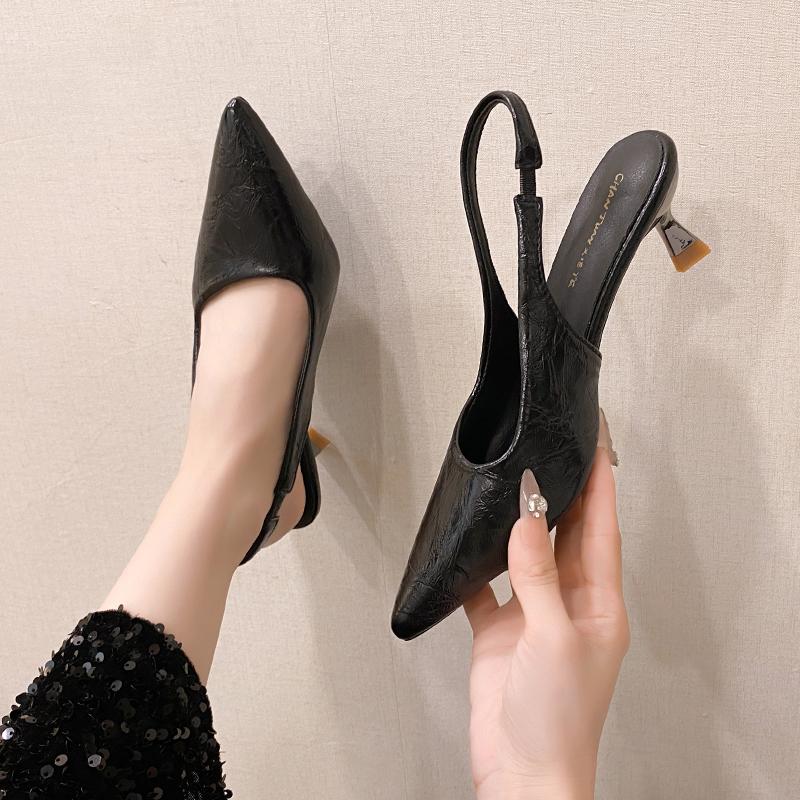 Fashion New Style Leopard Pointed Toe Sandals High Heels Shoes Women Slippers Slingback Summer Trend Sexy Dress Loafers Shallow Pumps