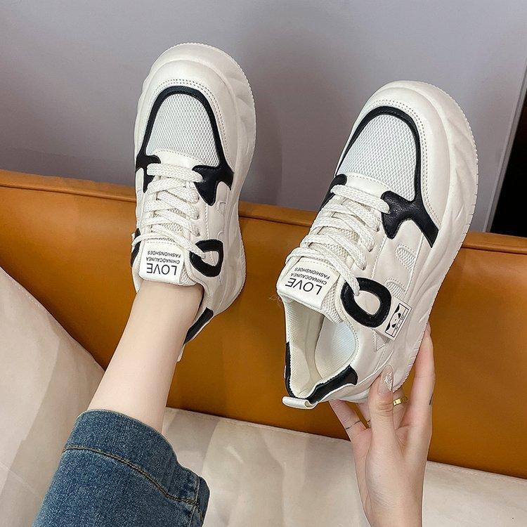 Student Flate Sko Vår Nytt Alt-Match Lær Lerretssko Ins Mote Merke Fritid Damesportssko