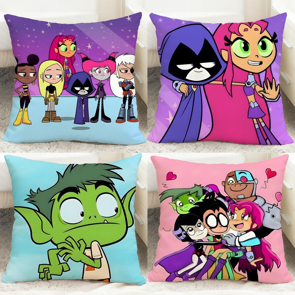 anime Teen Titans Go! Cushion Cover Comfortable Reversible Pillow Cover Ideal for Car Sofa Bedroom & Beyond