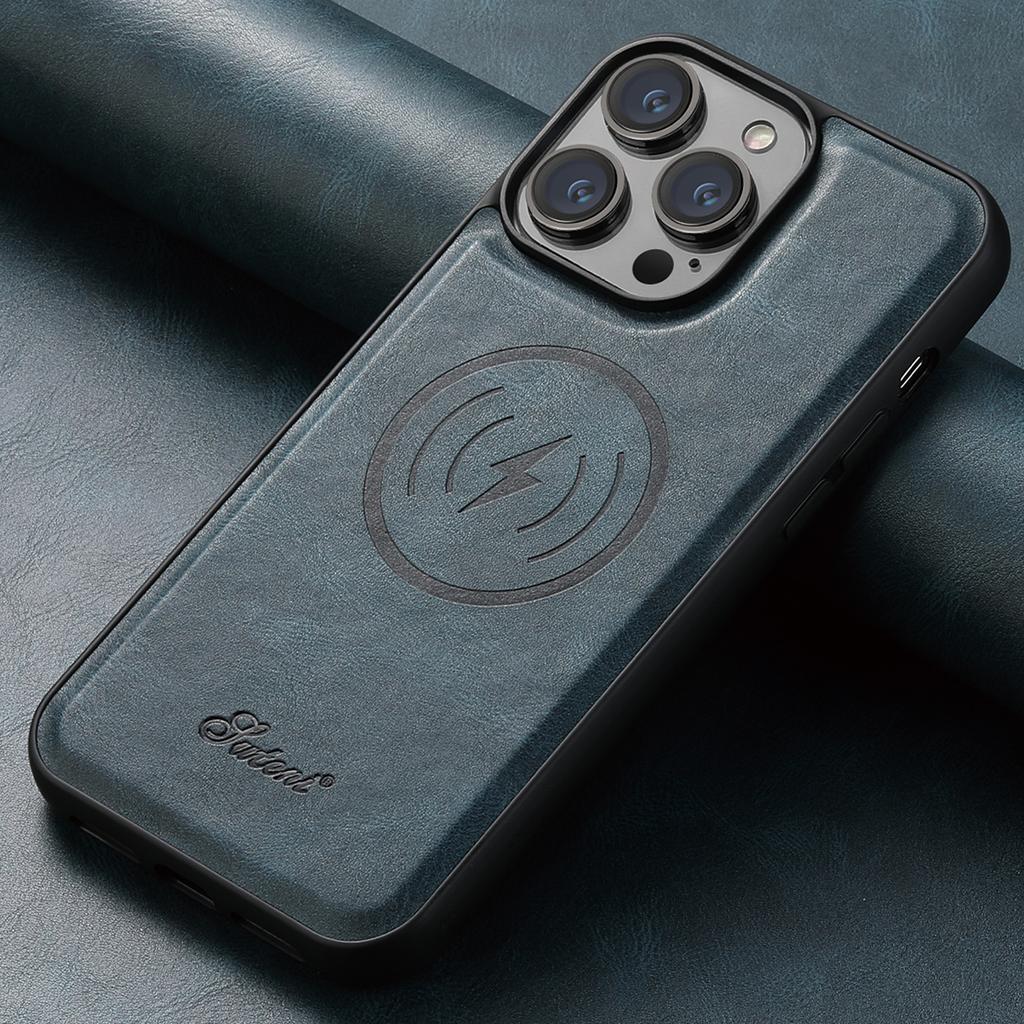 Husă Compatibilă cu Încărcare Wireless din Piele PU de Lux Pentru iPhone 12 13 14 15 16 Plus 17 Pro Max