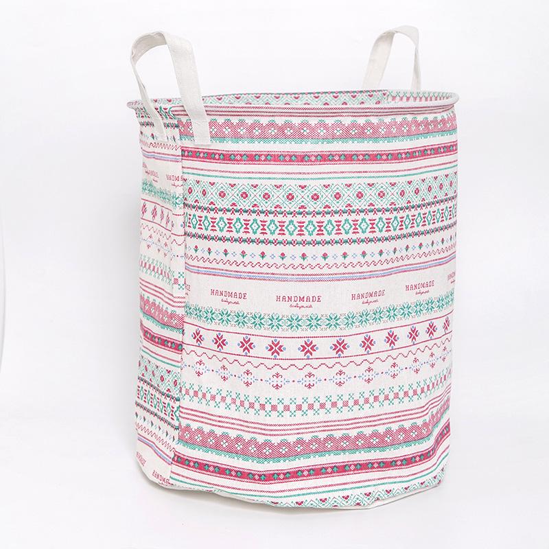 Compact Cotton & Linen Fabric Storage Basket for Clothing & Sundries