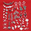 Sterling Silver Elephant & Leaf Double Charm Beads with OT Clasp for DIY Jewelry