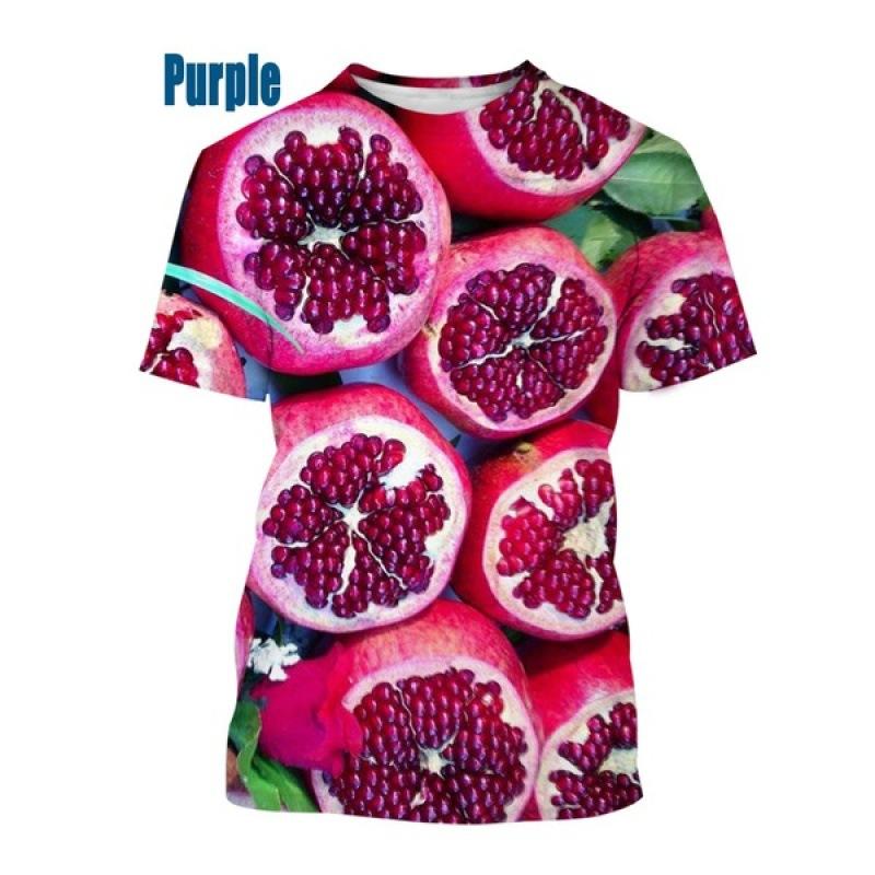 Fruit 3D Printed Short Sleeved T-shirt Summer Breathable polyester Simple Round Neck Top