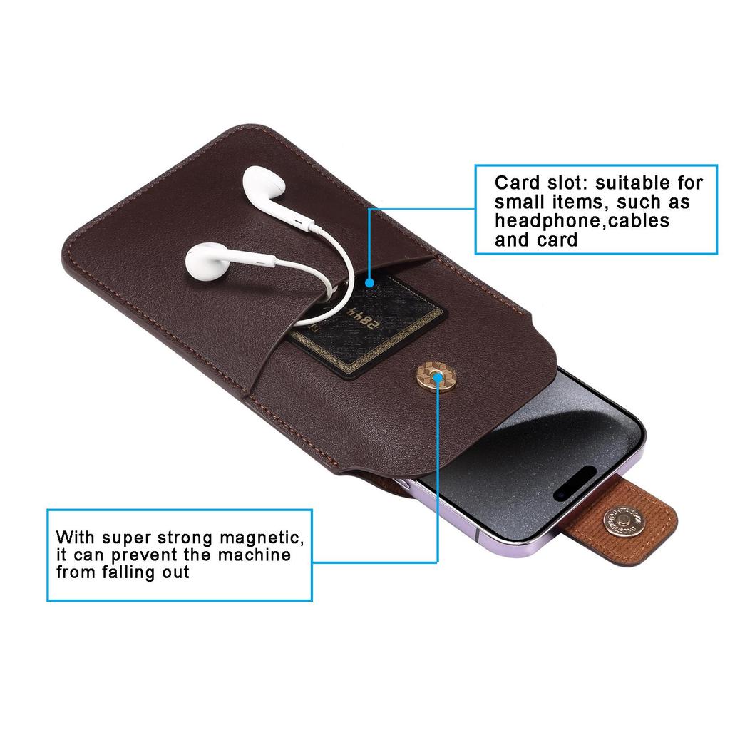 Slim Outdoor Leather Fanny Pack with Card Slots & Magnetic Buckle Phone Case