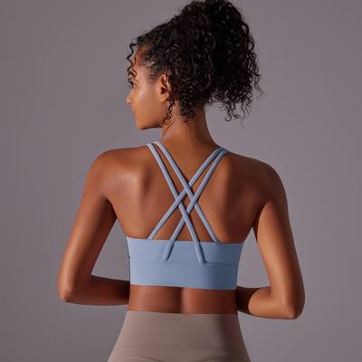 Women Cross Back Yoga Sports Bra Push Up Fitness Vest Backless Running Tank Top