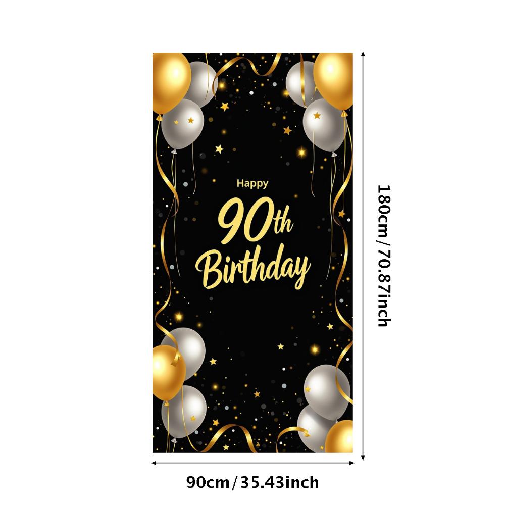 90. Geburtstag Banner Goldener Ballon Happy Birthday Party Dekoration Kulisse Jubiläumsfeier Fotografie Hintergrund Requisite