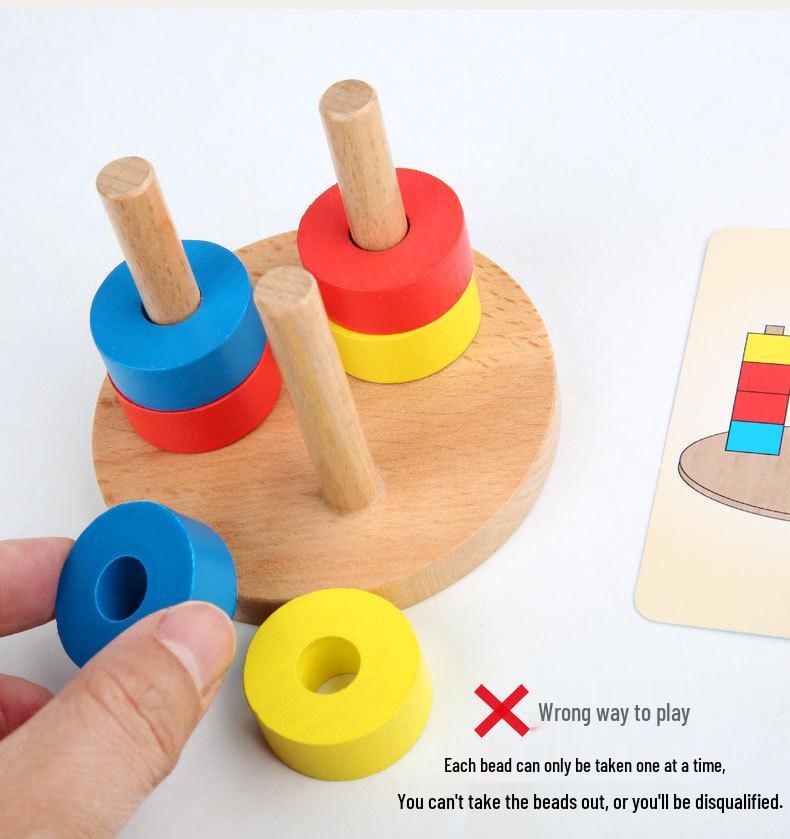 Montessori Colorful Stacking Rings - Interactive 3D Puzzle & Brain Training Wooden Toy for Kids