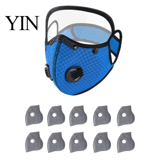 Scut de Protecție Facială Reutilizabil Mască de Praf cu Filtru de Carbon cu Ochelari Reglabili, 6 Straturi 10 Filtre, Valvă de Respirație, Ochi