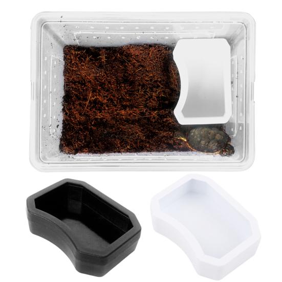 Reptile Water Bowl Plastic Food Grade Water Box Feeder Reptile Food Water Dish Pet