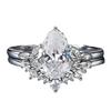 2Pcs/sets Water Drop Sparking Cubic Zirconia Promise Rings for Women Elegant Shining Wedding Jewelry Fashion Accessories