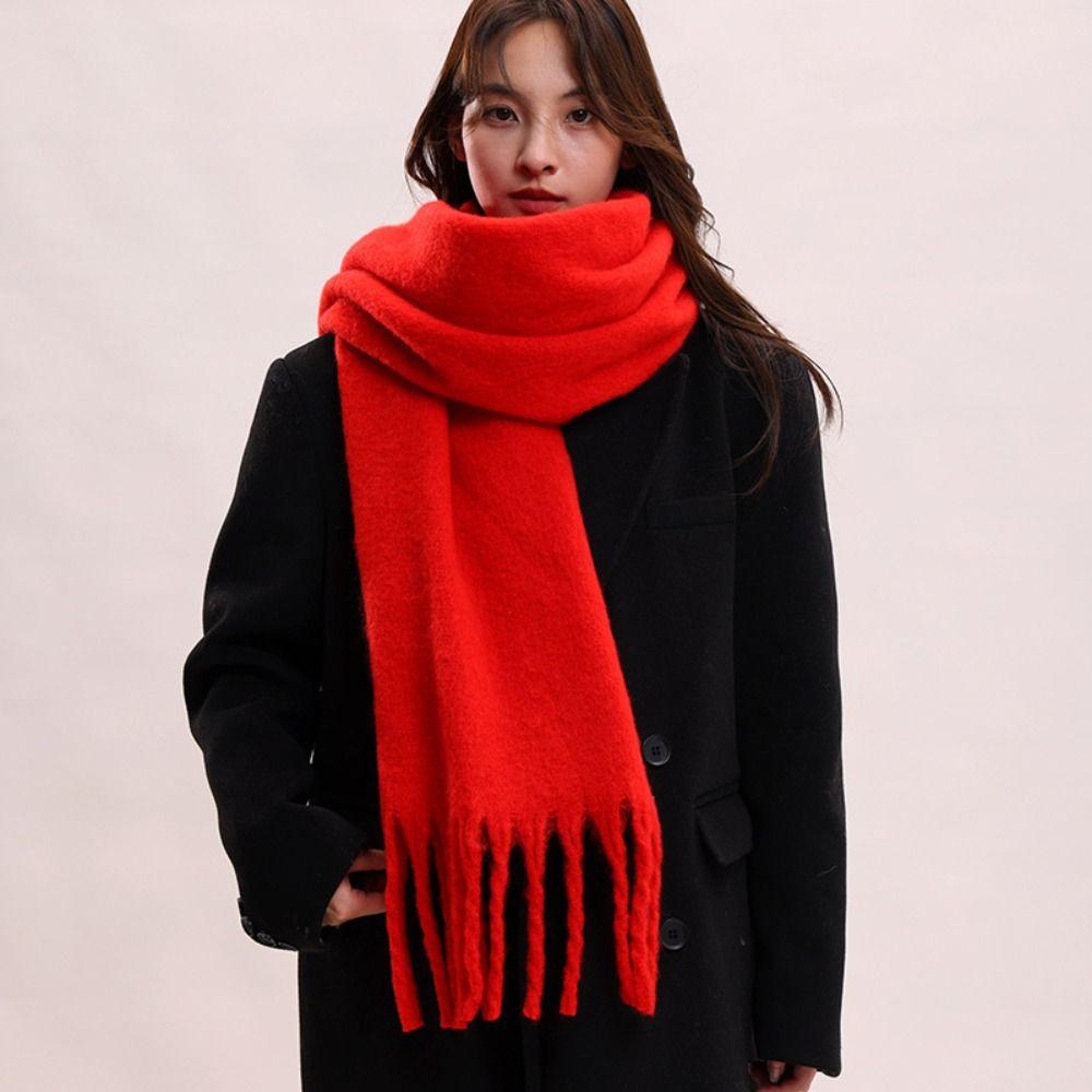 Mohair Winter Wool Scarf Plush Long Shawl Simple Winter Cashmere Scarves Student