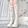 Velvet Pearl Bowknot Calf Socks for Women | Sheer White & Pink Sweet Lolita Elegant Girl Slouch Knee High Socks