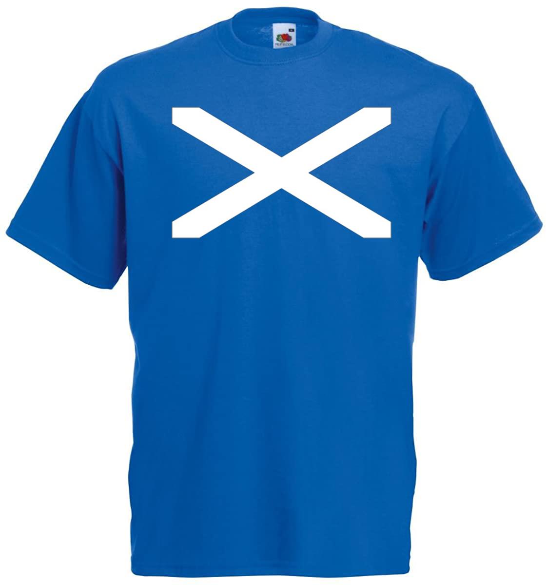Adults Scotland Saltire St Andrews Cross Scottish Flag Sports Unisex TShirt 2XL