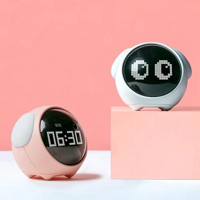 Cute Expression Alarm Clock Hot Sale Child Night Light Alarm Clock Smart Voice Controlled Light Multifunctional For Kids