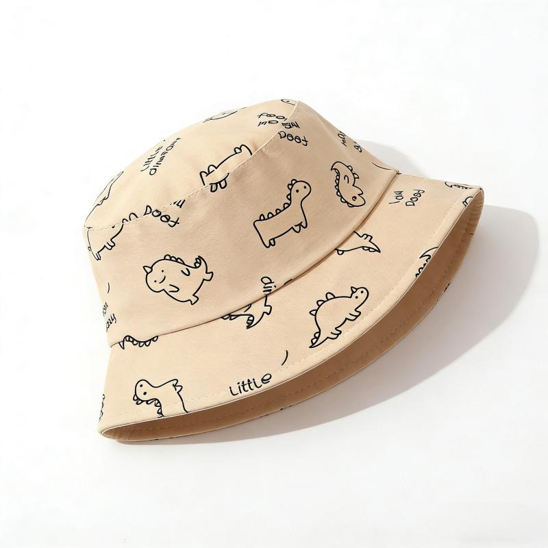 Cute Cartoon Dinosaur Baby Bucket Hat Sun Protection Soft Cotton Beach Cap For Kids Summer Outdoor Fisherman Hat