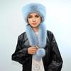 Damen Winter Kunstfuchsfell Trapper Mütze Rollrand Runde Krone Großes Bims Kunstpelzmütze