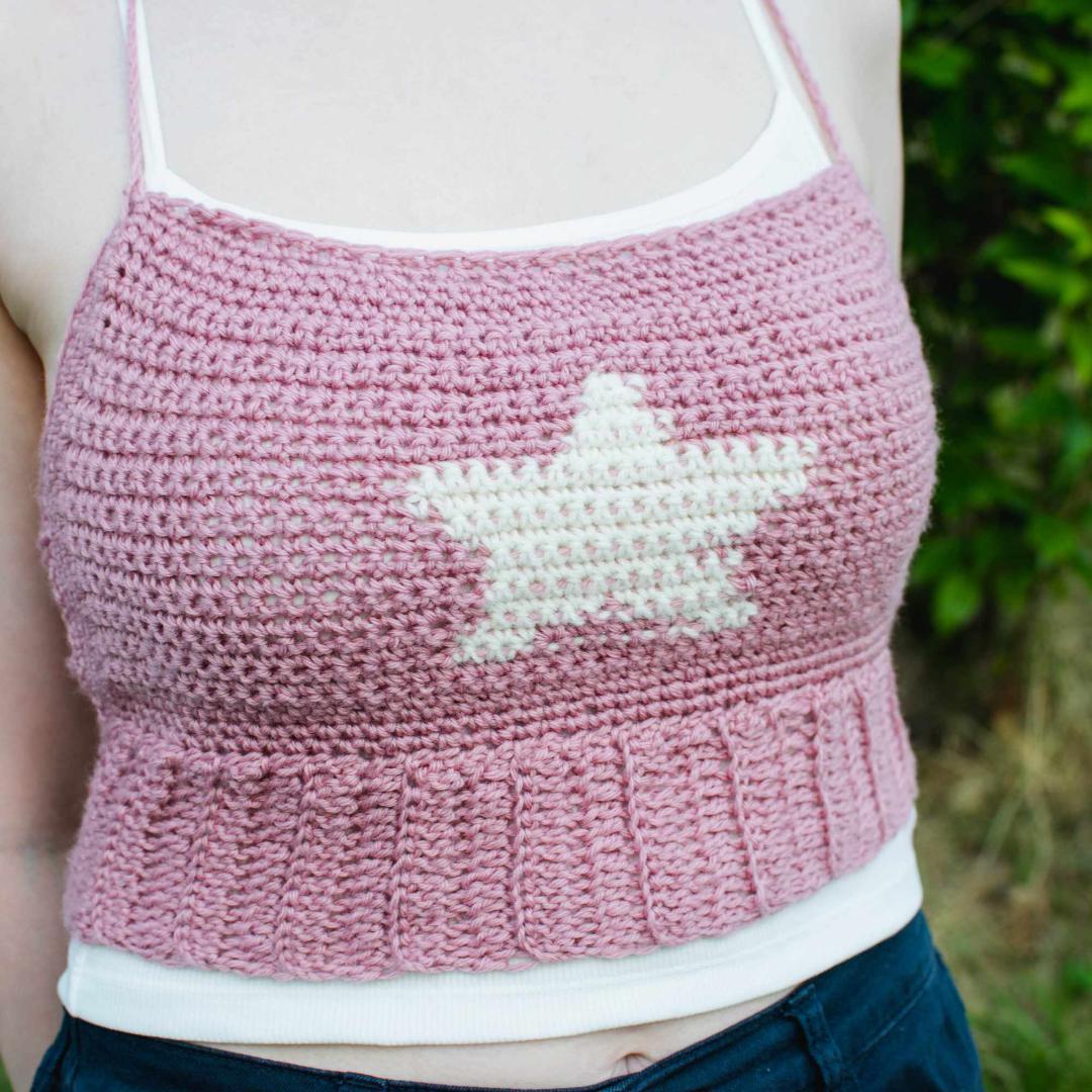 

[USED] Crochet Star Top, Neat Bustier, Tank Top, Tops, Star