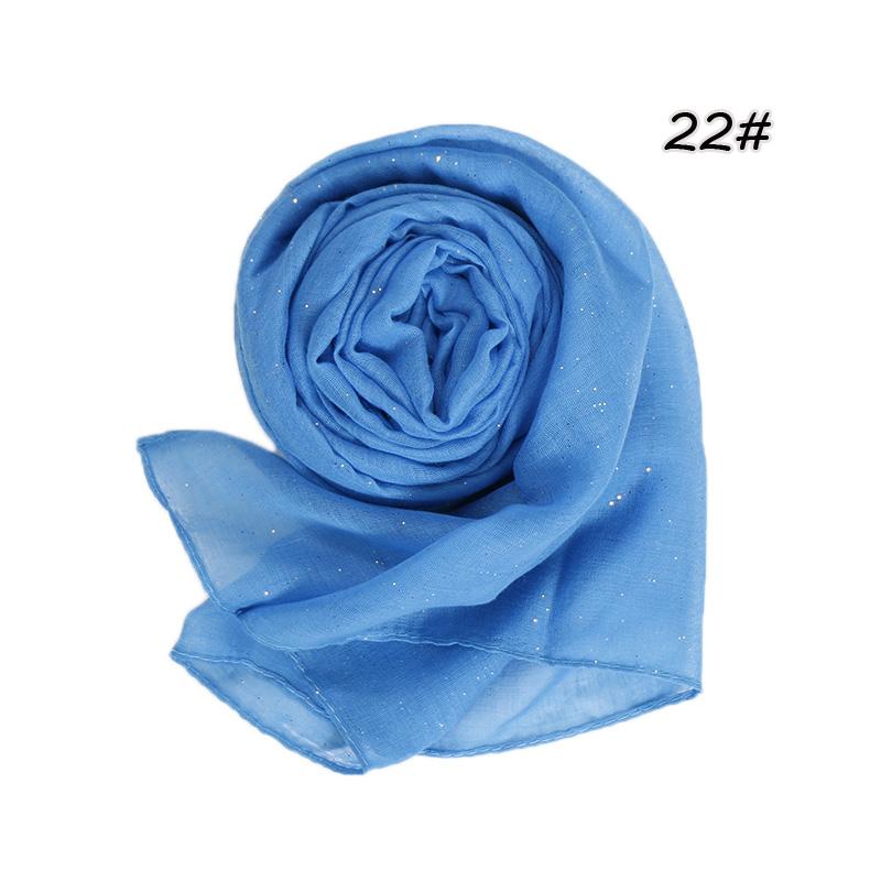 Shimmer Glitter Cotton Viscose Hijab Scarves For Women Muslim Long Shawls Headscarf Wraps Solid Headbands Stole Bufandas Turbans