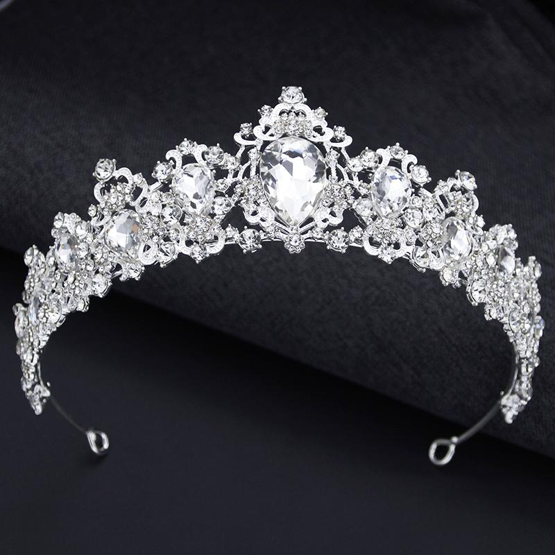 Baroque Big Water drop Tiara For Women Wedding Crown Birthday Party Elegant Crown Bridal Hair Jewelry Accessories