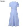 ZANZEA Women Casual V-neck Elegant Summer Short Sleeve Dress