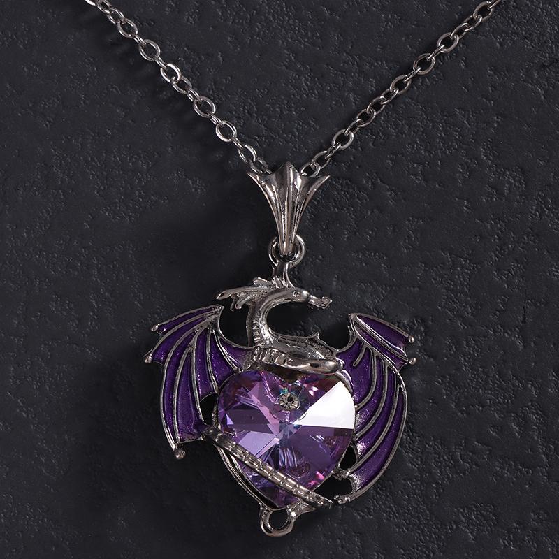 Exquisite  Color Dragon Pendant Necklace For Women Blue Purple Dragon Necklace Cute Dragon Party Jewelry Gift
