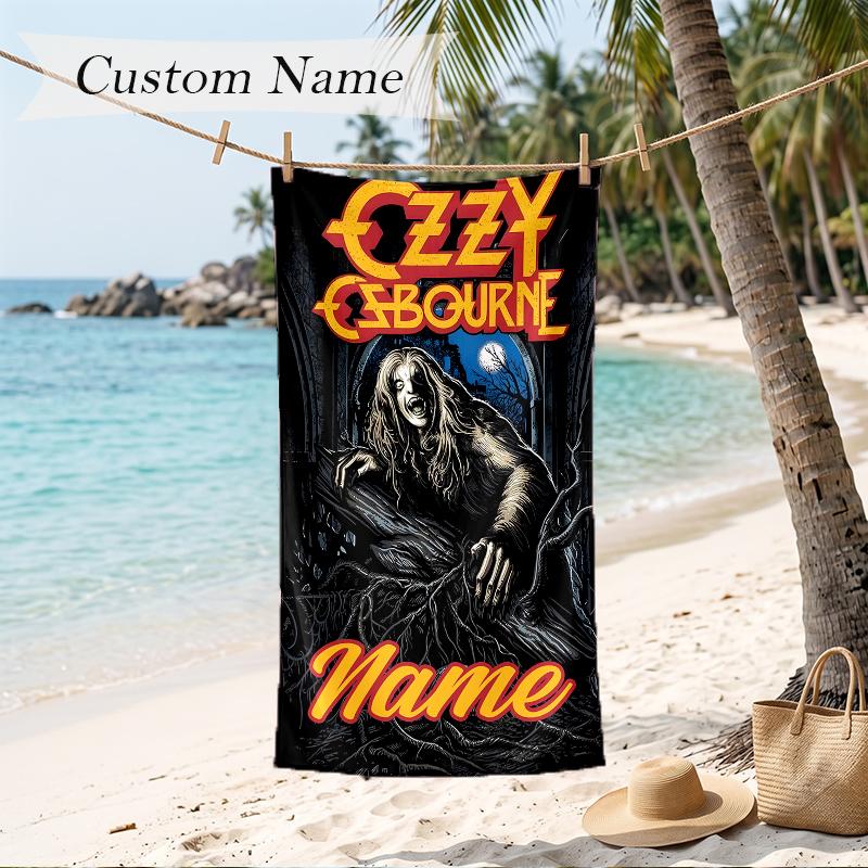 Ozzy Osbourne Custom Name Printed Beach Towel Personalized Soft Towel For Swimming Beach Travel