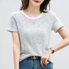 Womens Casual Striped Round Neck Short Sleeve T-Shirt