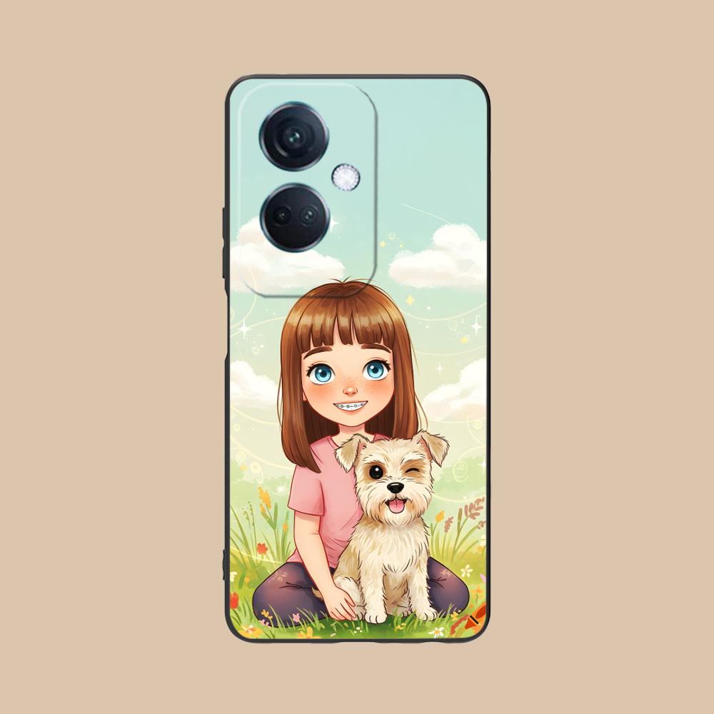 Girl Dog Puppy Matte TPU Mobile Phone Case for OPPO Reno 14 13 12 11 10 9 8 7 6 5 F T Pro 5G Colorful Printing Cover