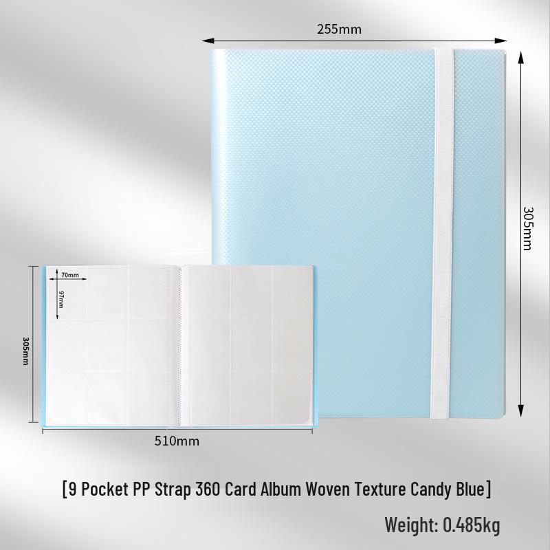 4-Pocket Solid Color PP Card Storage Album with Elastic Band, Large Capacity for Game Cards or Photos - Holds 160 Cards