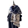 Scarf Women'S Winter Flowers Versatile Premium Feeling Imitation Cashmere Tassel Letter Large Shawl Trend Warm Scarf