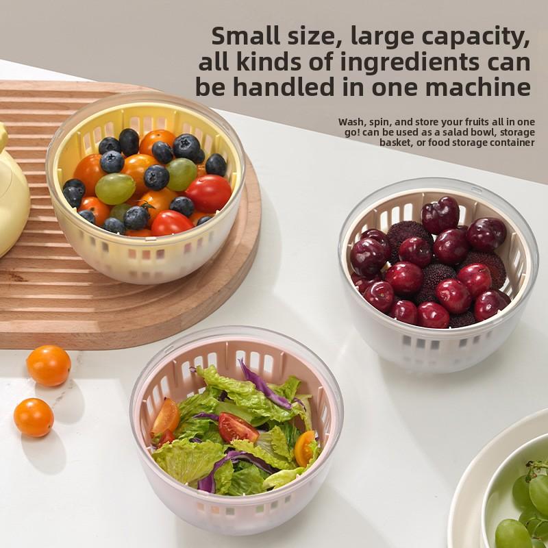 Manual Salad Spinner Hand Crank Vegetable Dehydrator for Kitchen, Modern Plastic Salad Dryer