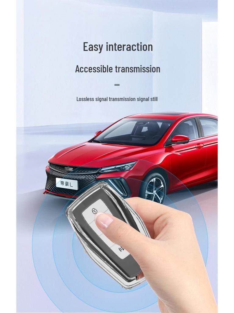 Pouzdro na klíč Geely pro Boyue, Binrui, Xingrui, Geometry E, Emgrand, Icon, Vision, Xingyue L - Průhledný obal s přezkou