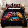 Game Controller Letter Bedding Set Colorful Gamepad Down Duvet Cover Queen King Double Duvet Cover Pillowcase 2/3 Pieces Gift Soft Bedroom Decoration