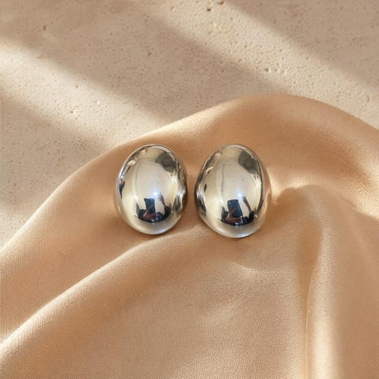 1 Pair Chunky Earrings for Women, Geometric Metal Earrings, Minimalist Irregular Ellipse Earrings, Simple Jewelry Gifts