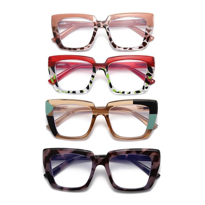 European and American large frame spring temple reading glasses in the elderly fashion anti-blue reading glasses
