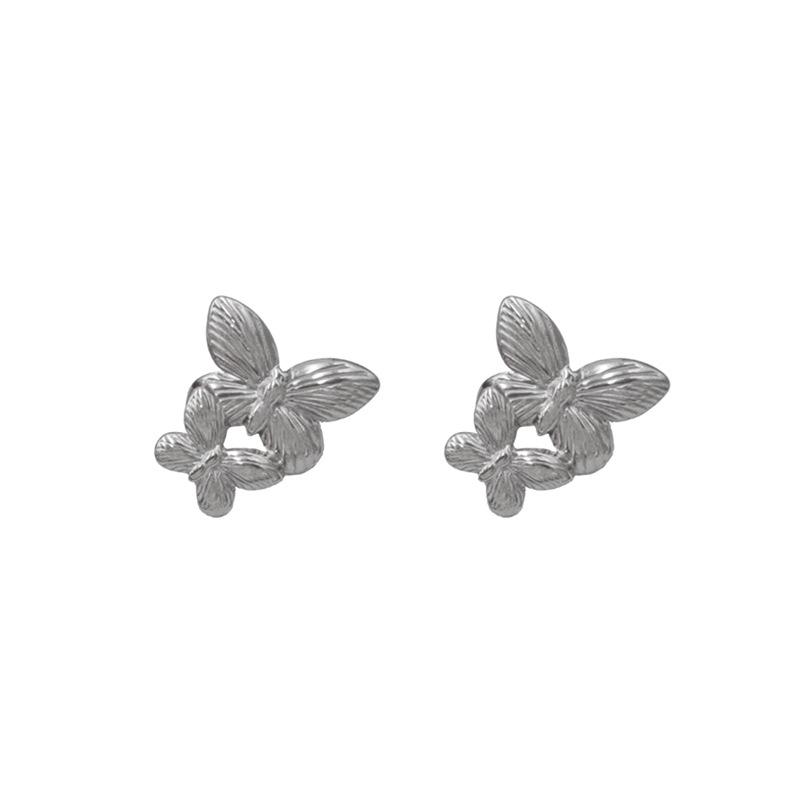 

Vintage Court Style Matte Retro Gold Stainless Steel Butterfly Metal Stud Earrings Popular Design Earrings Earrings
