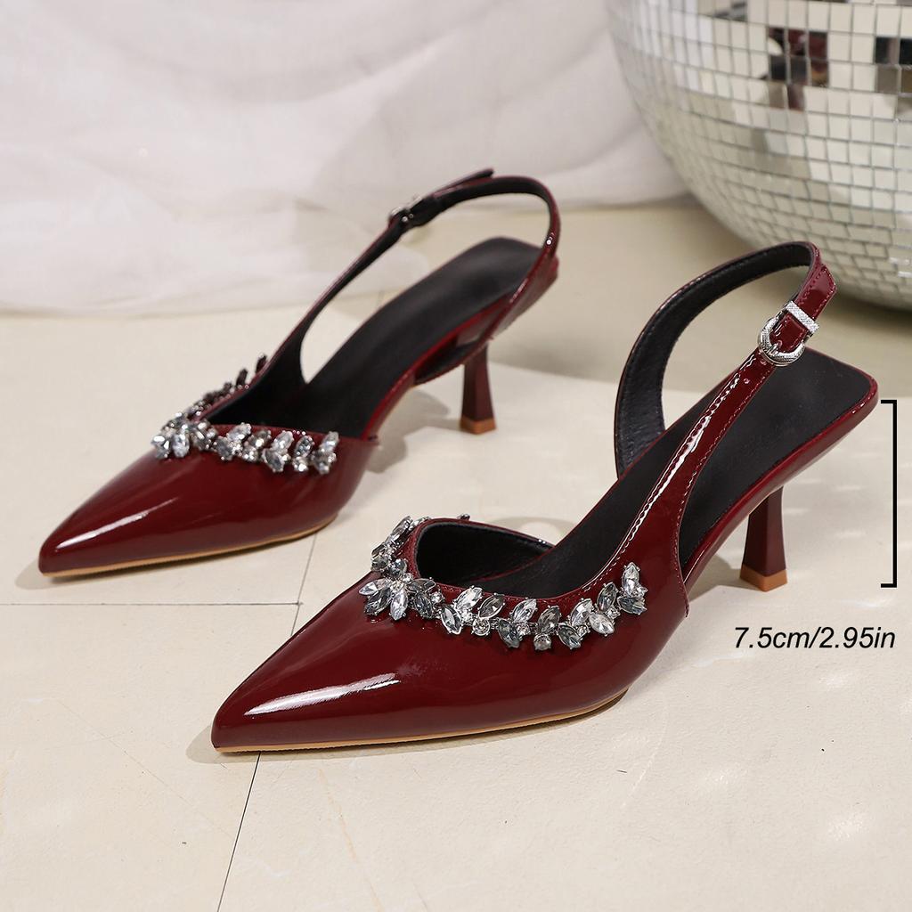 New High-end Full Diamond Banquet Shoes, High-heeled Sandals, Women's Thin Heels, Pointed Toes, and Thin Single Shoes.
