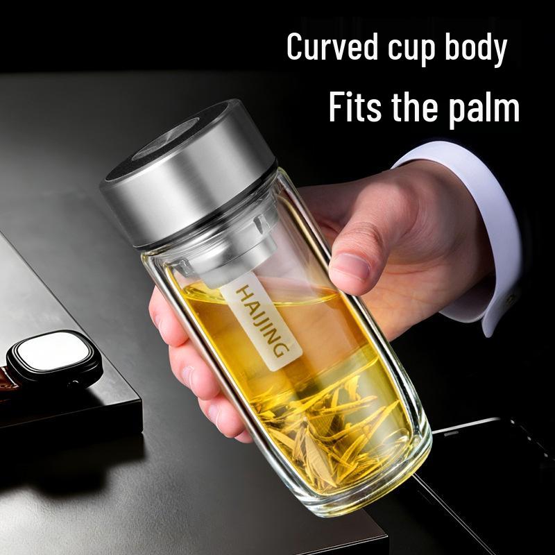 Goose Egg Double-Layer Glass Cup: Men's Car Tea Cup, Women's Pocket Cup, High-End Gift